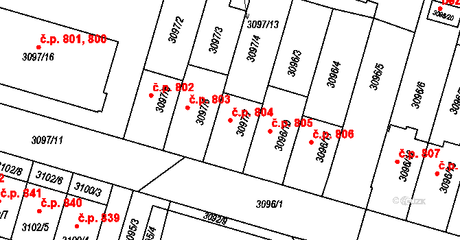 Bystřice nad Pernštejnem 804 na parcele st. 3097/7 v KÚ Bystřice nad Pernštejnem, Katastrální mapa