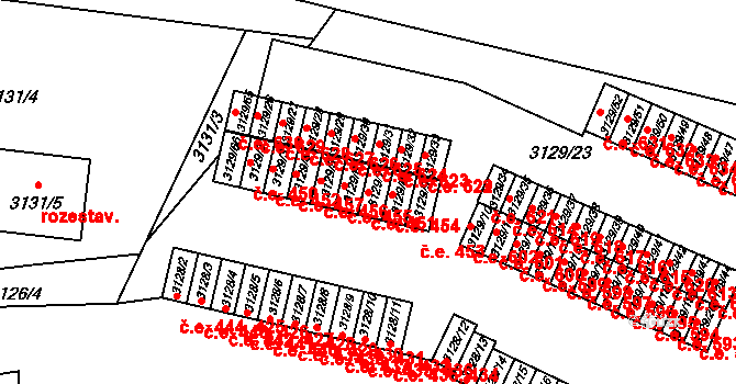 Bystřice nad Pernštejnem 451 na parcele st. 3129/7 v KÚ Bystřice nad Pernštejnem, Katastrální mapa