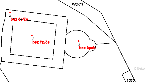 Cheb 38831040 na parcele st. 3 v KÚ Starý Hrozňatov, Katastrální mapa