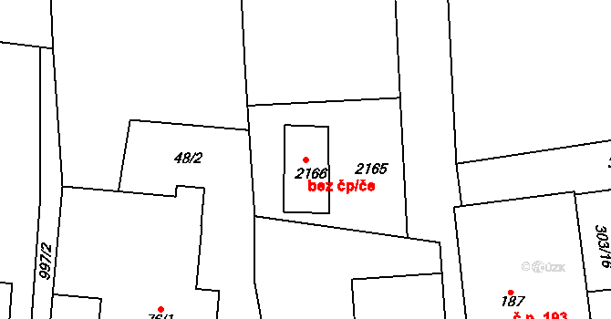 Šubířov 4 na parcele st. 2166 v KÚ Šubířov, Katastrální mapa