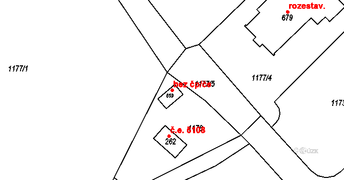 Černé Voděrady 43308040 na parcele st. 659 v KÚ Černé Voděrady, Katastrální mapa