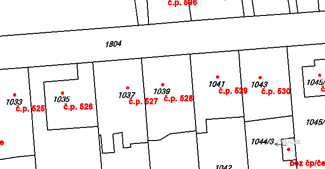 Kylešovice 528, Opava na parcele st. 1039 v KÚ Kylešovice, Katastrální mapa