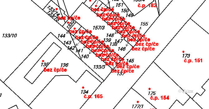 Teplice 45102040 na parcele st. 138 v KÚ Hudcov, Katastrální mapa