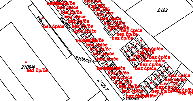 Teplice 45125040 na parcele st. 2108/20 v KÚ Teplice-Trnovany, Katastrální mapa