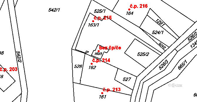 Liběchov 45380040 na parcele st. 163/3 v KÚ Liběchov, Katastrální mapa