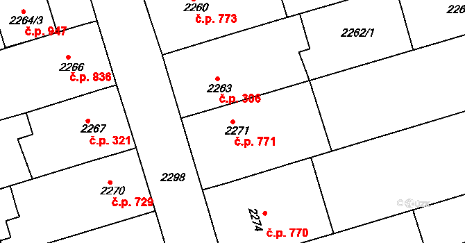 Nivnice 771 na parcele st. 2271 v KÚ Nivnice, Katastrální mapa