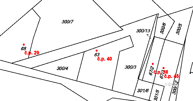 Čenkov 40, Třešť na parcele st. 63 v KÚ Čenkov u Třešti, Katastrální mapa