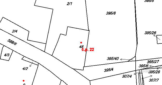 Jíno 22, Švihov na parcele st. 48 v KÚ Jíno, Katastrální mapa