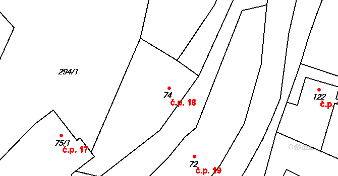 Lukavec 18, Fulnek na parcele st. 74 v KÚ Lukavec u Bílovce, Katastrální mapa