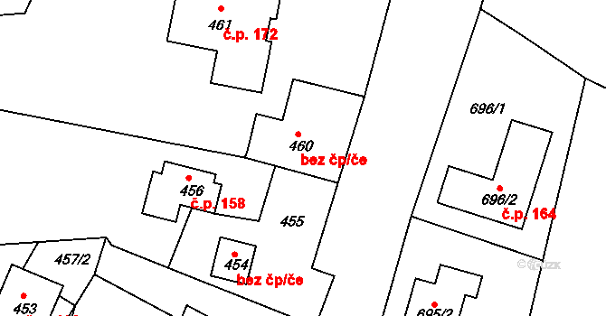 Vrchoslavice 88577040 na parcele st. 460 v KÚ Vrchoslavice, Katastrální mapa