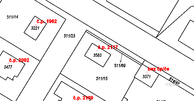 Lysá nad Labem 2117 na parcele st. 3583 v KÚ Lysá nad Labem, Katastrální mapa