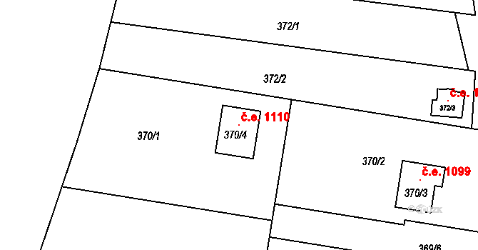 Sedlešovice 1110, Nový Šaldorf-Sedlešovice na parcele st. 370/4 v KÚ Sedlešovice, Katastrální mapa