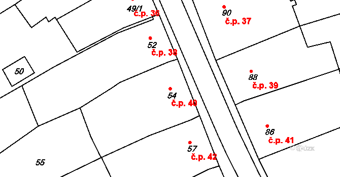 Sedlešovice 40, Nový Šaldorf-Sedlešovice na parcele st. 54 v KÚ Sedlešovice, Katastrální mapa