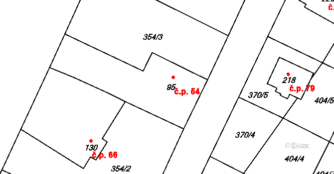 Jizbice 54 na parcele st. 95 v KÚ Jizbice u Nymburka, Katastrální mapa