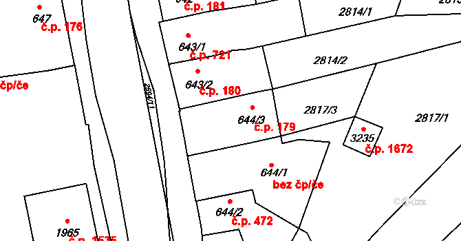 Lipník nad Bečvou I-Město 179, Lipník nad Bečvou na parcele st. 644/3 v KÚ Lipník nad Bečvou, Katastrální mapa