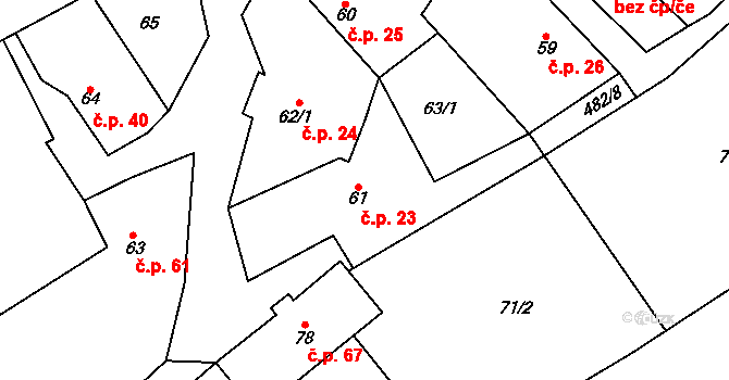 Dobrovítov 23 na parcele st. 61 v KÚ Dobrovítov, Katastrální mapa