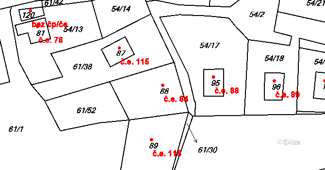 Nivy 84, Děpoltovice na parcele st. 88 v KÚ Nivy, Katastrální mapa