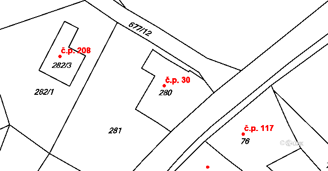 Pila 30 na parcele st. 280 v KÚ Pila, Katastrální mapa