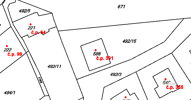 Železná Ruda 391 na parcele st. 586 v KÚ Železná Ruda, Katastrální mapa