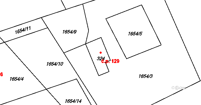 Alšovice 129, Pěnčín na parcele st. 324 v KÚ Alšovice, Katastrální mapa