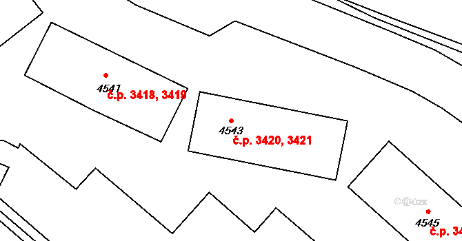 Jablonec nad Nisou 3420,3421 na parcele st. 4543 v KÚ Jablonec nad Nisou, Katastrální mapa