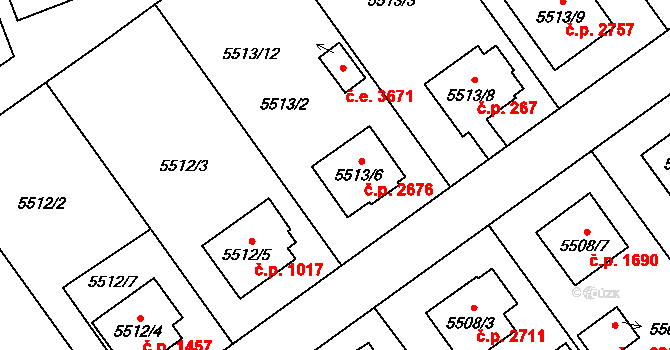 Jihlava 2676 na parcele st. 5513/6 v KÚ Jihlava, Katastrální mapa