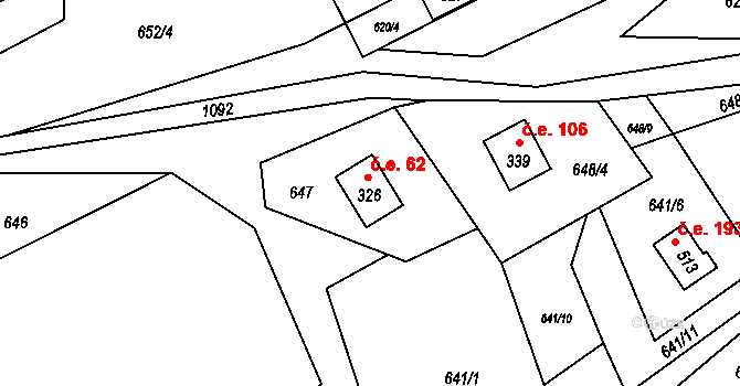Tyra 62, Třinec na parcele st. 326 v KÚ Tyra, Katastrální mapa