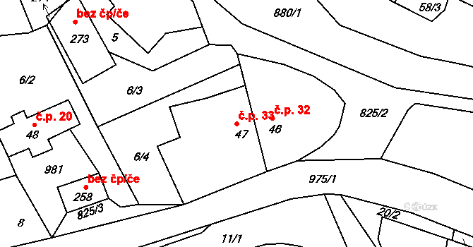 Čelina 33, Borotice na parcele st. 47 v KÚ Čelina, Katastrální mapa