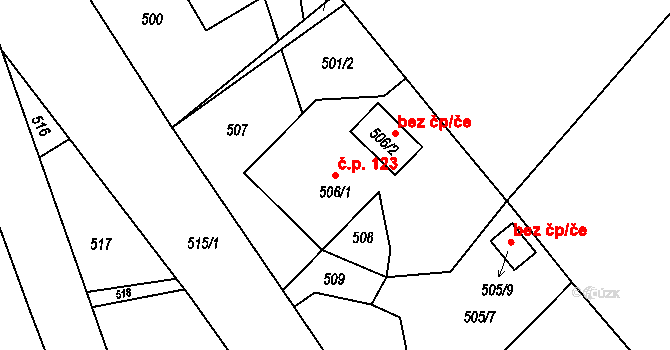 Janovice 123, Rýmařov na parcele st. 506/1 v KÚ Janušov, Katastrální mapa