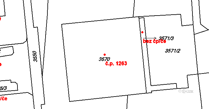 Kročehlavy 1263, Kladno na parcele st. 3570 v KÚ Kročehlavy, Katastrální mapa