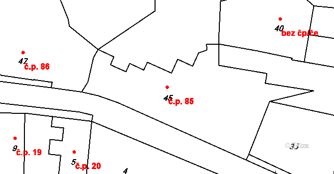 Neveklov 85 na parcele st. 45 v KÚ Neveklov, Katastrální mapa