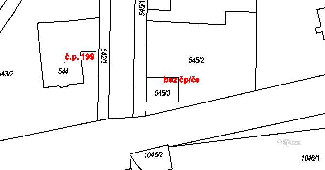 Holešov 147509041 na parcele st. 545/3 v KÚ Všetuly, Katastrální mapa