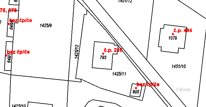 Dolní Rokytnice 216, Rokytnice nad Jizerou na parcele st. 793 v KÚ Dolní Rokytnice, Katastrální mapa