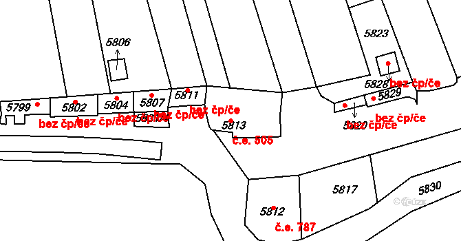 Mikulov 505 na parcele st. 5813 v KÚ Mikulov na Moravě, Katastrální mapa