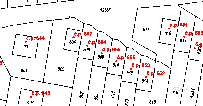 Velká Bystřice 656 na parcele st. 808 v KÚ Velká Bystřice, Katastrální mapa