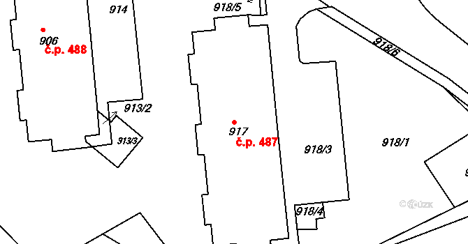 Podmoklice 487, Semily na parcele st. 917 v KÚ Semily, Katastrální mapa