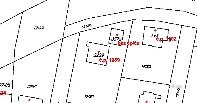 Rožnov pod Radhoštěm 1239 na parcele st. 2229 v KÚ Rožnov pod Radhoštěm, Katastrální mapa