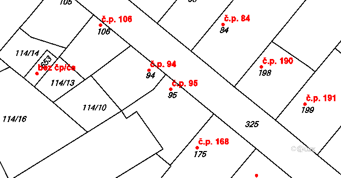 Litol 95, Lysá nad Labem na parcele st. 95 v KÚ Litol, Katastrální mapa