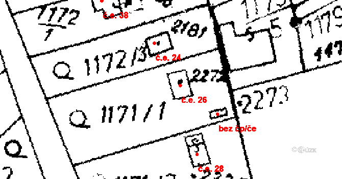 Byšičky 26, Lysá nad Labem na parcele st. 2272 v KÚ Lysá nad Labem, Katastrální mapa