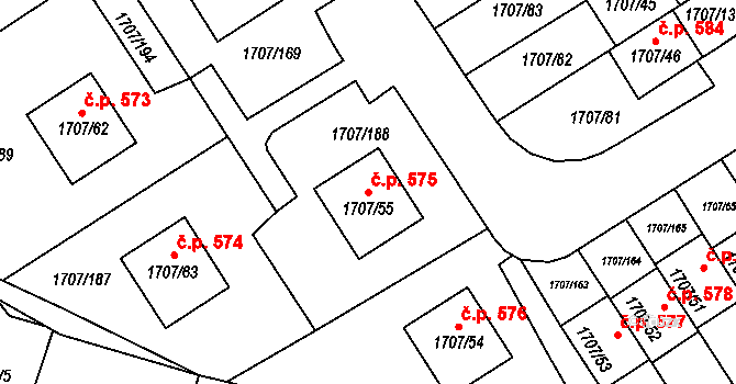 Miřetice u Klášterce nad Ohří 575, Klášterec nad Ohří na parcele st. 1707/55 v KÚ Miřetice u Klášterce nad Ohří, Katastrální mapa