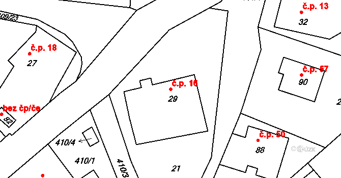 Kornice 16, Litomyšl na parcele st. 29 v KÚ Kornice, Katastrální mapa