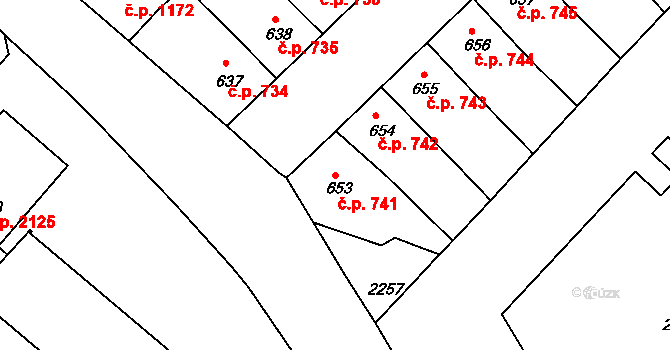 Předměstí 741, Svitavy na parcele st. 653 v KÚ Svitavy-předměstí, Katastrální mapa