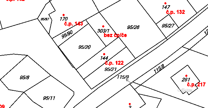 Šošůvka 122 na parcele st. 144 v KÚ Šošůvka, Katastrální mapa