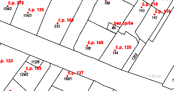 Staňkov II 149, Staňkov na parcele st. 168 v KÚ Staňkov-ves, Katastrální mapa