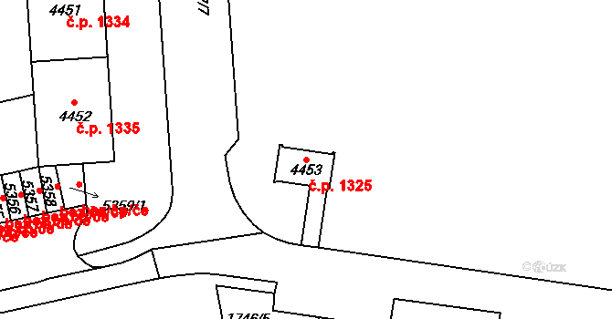 Cheb 1325 na parcele st. 4453 v KÚ Cheb, Katastrální mapa
