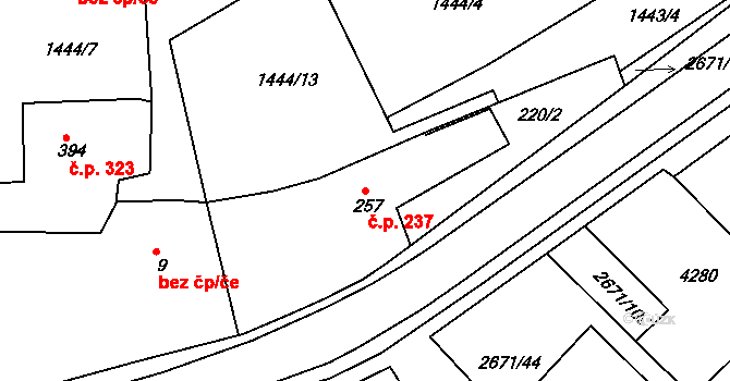 Černilov 237 na parcele st. 257 v KÚ Černilov, Katastrální mapa