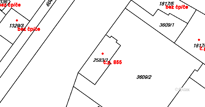 Kolín V 855, Kolín na parcele st. 2583/1 v KÚ Kolín, Katastrální mapa