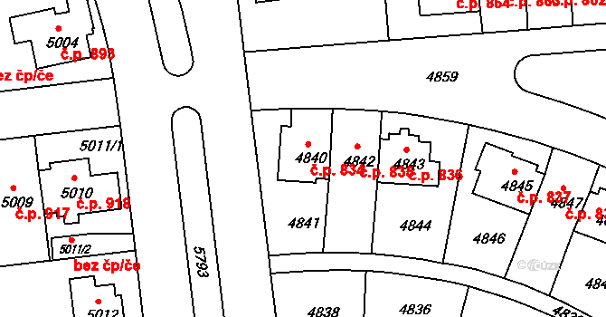 Záběhlice 834, Praha na parcele st. 4840 v KÚ Záběhlice, Katastrální mapa