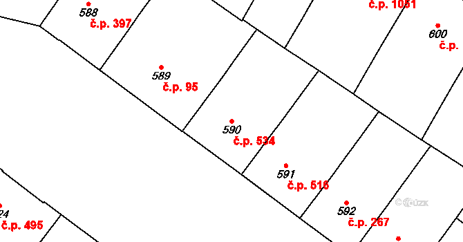 Vršovice 534, Praha na parcele st. 590 v KÚ Vršovice, Katastrální mapa