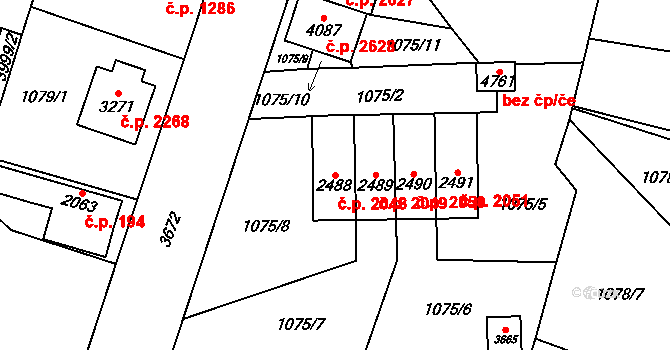 Dvůr Králové nad Labem 2048 na parcele st. 2488 v KÚ Dvůr Králové nad Labem, Katastrální mapa